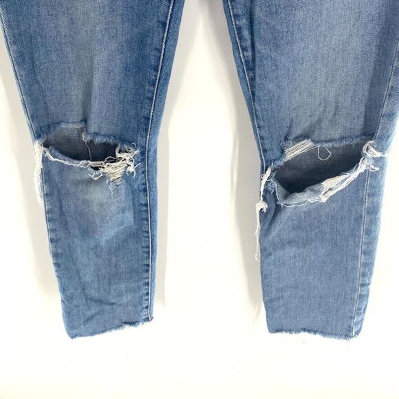 Madewell Womens High Rise Crop Boyjean Sz 23‎ Light Wash Distressed Raw Hem - Picture 6 of 12